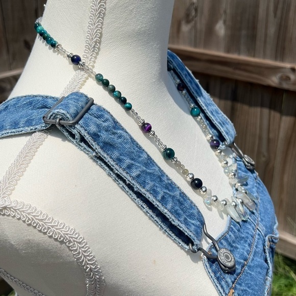 Handmade - Aura Quartz, Labradorite and Galaxy Tigers Eye Beaded Necklace - Picture 14 of 15
